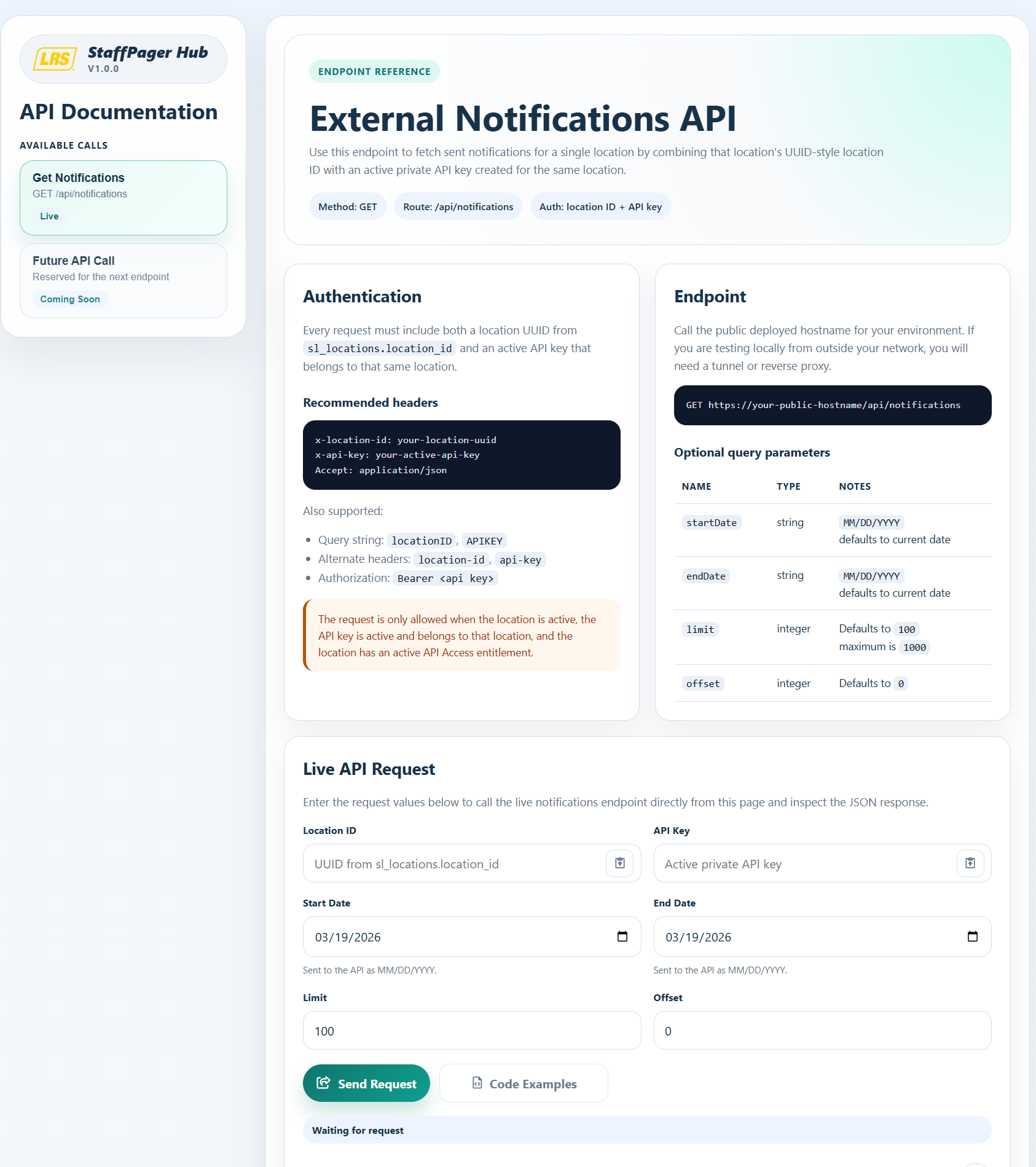 API documentation with live API calls