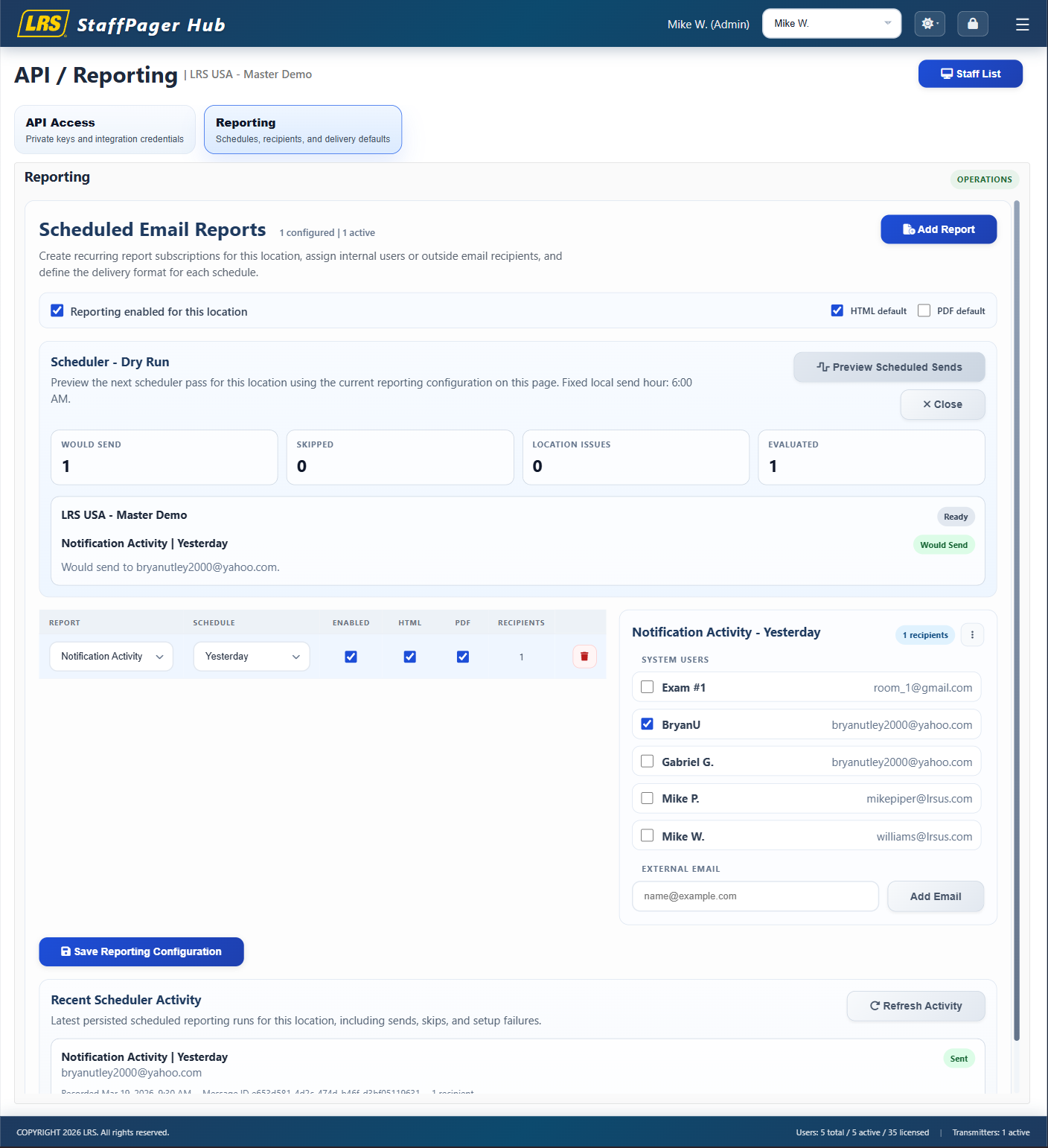 API and reporting tools